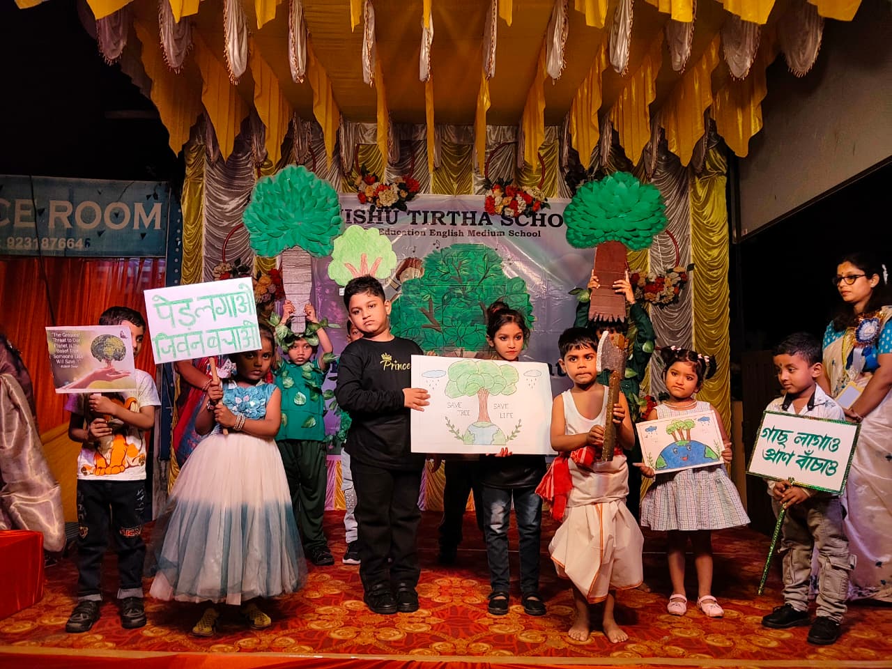 Students participating in a drama in the annual programme