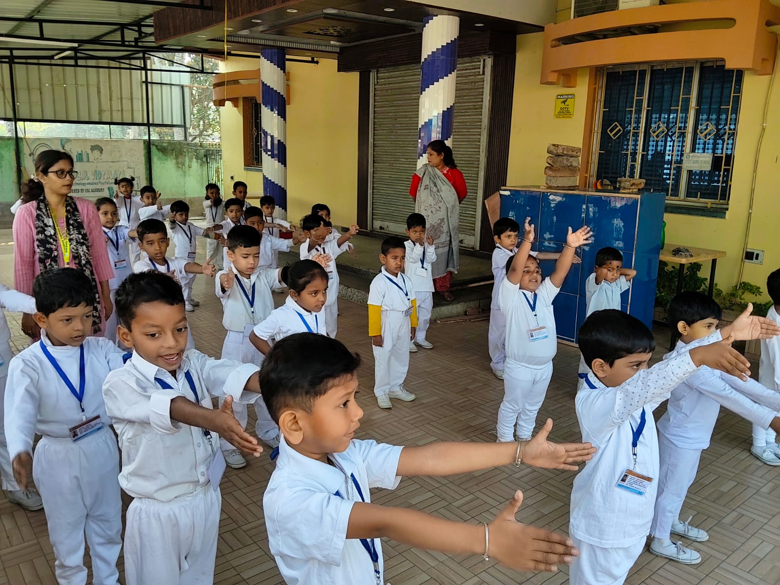 Students doing their P.T. class
