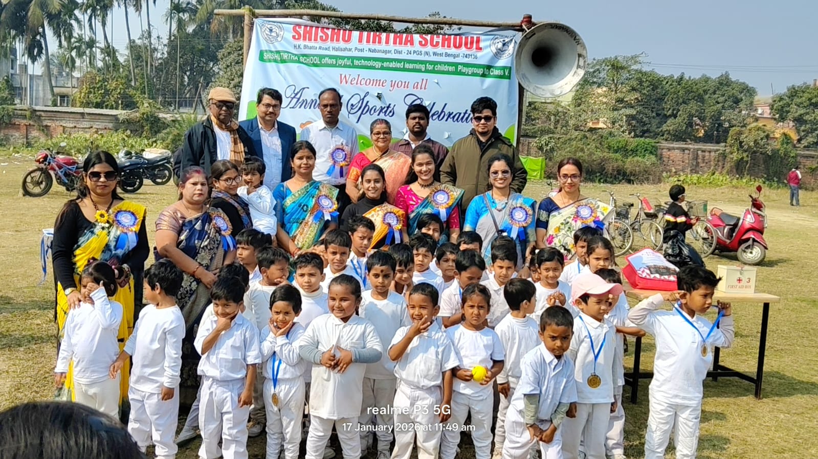 Students and teachers at the Shishu Tirtha School Annual Sports Celebration